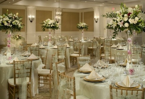 reception set up in the ballroom at marriott beachside
