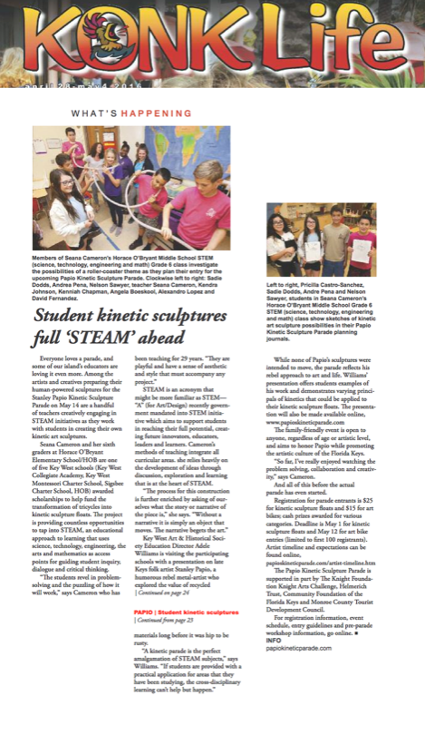Konk Life Article on Student Kinetic Sculptures